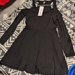 Women's Size Small Black Peekaboo Shoulder Dress